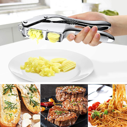 presse-ail-personne-qui-ecrase-de-l-ail-dans-une-assiette